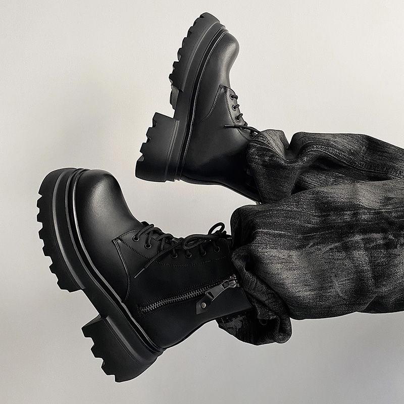 

Martin boots men s high-top autumn and winter high-end big-headed locomotive short boots trendy white thick-soled tooling boots 44