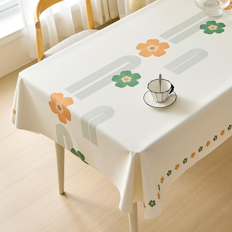 Tovaglia Rettangolare in Ecopelle con Stampa Floreale di Campagna Impermeabile Resistente all'Olio Resistente al Calore Copritavolo Senza Lavaggio