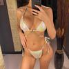 Diamond Rhinestones PU Faux Leather Bikini Female Swimsuit Women Swimwear Two-pieces Bikini Set Bather Bathing Suit Swim