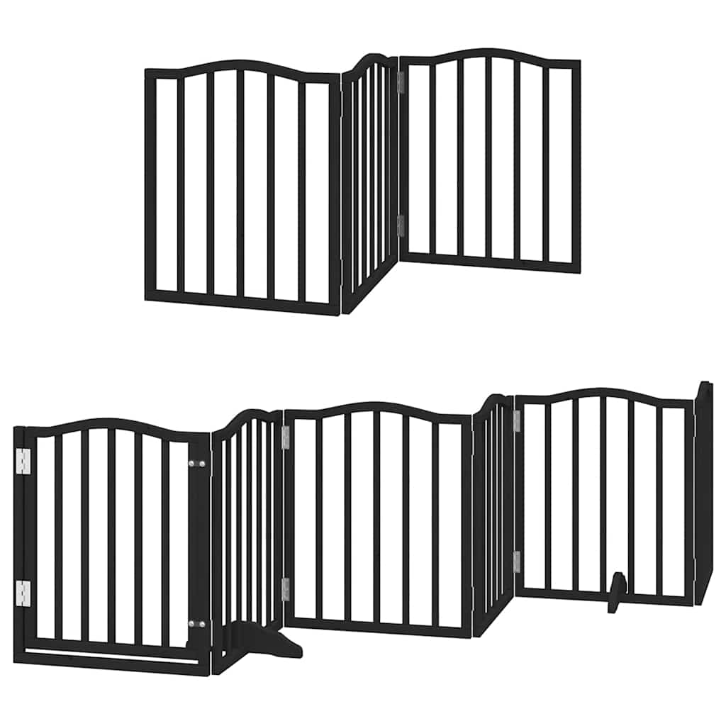 9 Piece Foldable Black Dog Gate 450 cm Poplar Wood