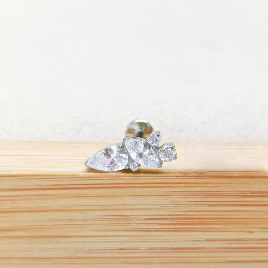 F136 Titanium Flower Peacock Crown Earrings, Long Studs for Cartilage Piercing, 1.2/1.0 Thickness