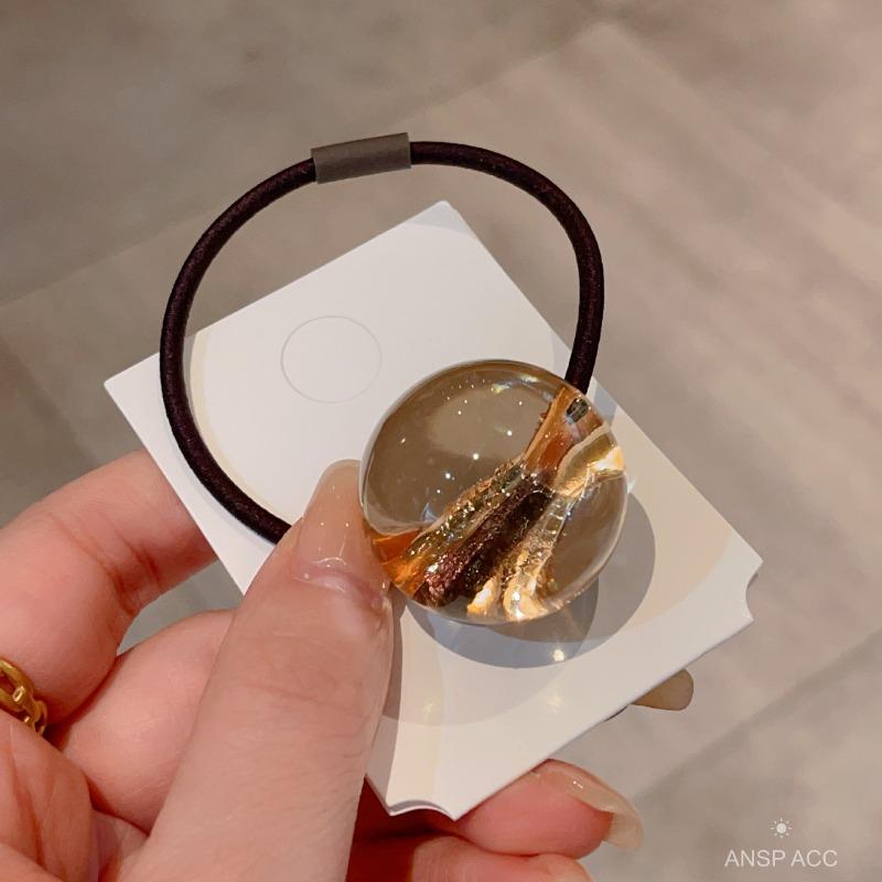 O pereche de elastice noi colorate, luminoase și transparente, cu bile, pentru coadă de cal, elastice cu elasticitate ridicată și benzi de cauciuc