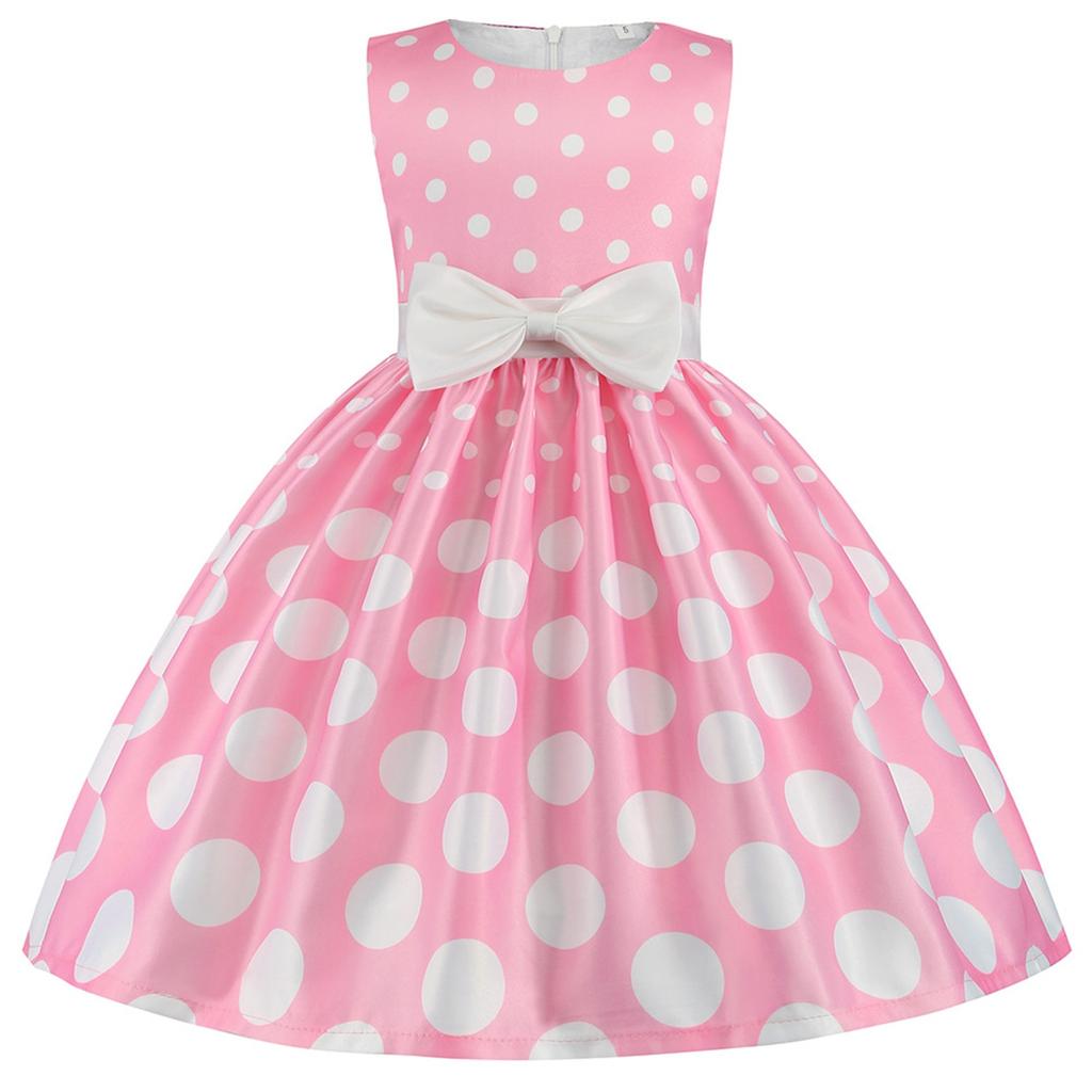 Children's Princess Dress Retro Polka Dot Print Dress Festival Host Children's Dress