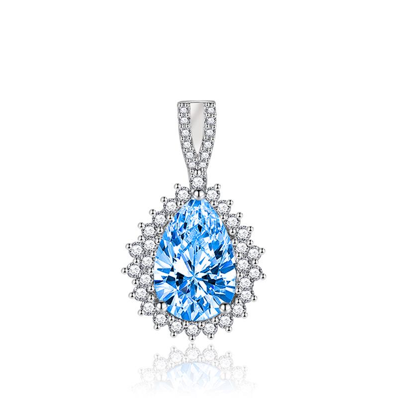 

Colorful Diamond Teardrop Pendant Necklace with Zircon Clavicle Chain