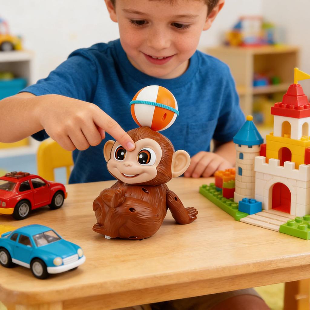 Electric Children's Stunt Ball-balancing  Spinning Crawling Light And Music Children's Doll Toy