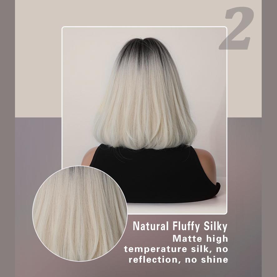 Women's 35cm Hair Simulation Hair Beige White Hair Short Hair Short Straight Hair Rose Hair Net Headwear Full Headwear Natural Reality Wig