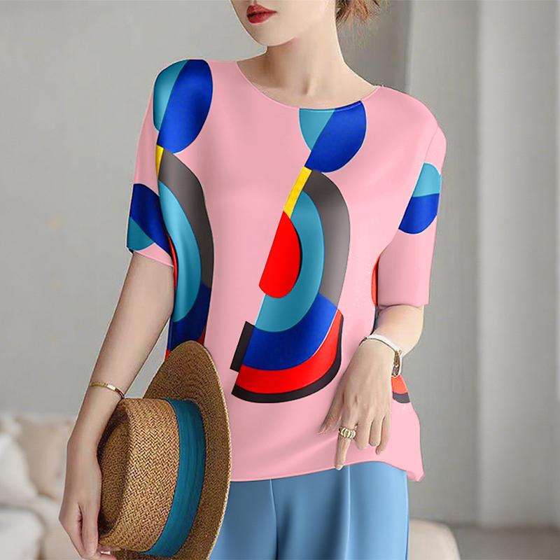 ZANZEA Women Casual Round Neck Loose Half Sleeve Print Blouse