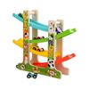 Inertial Glider Wooden Track Set for Toddlers - Early Education Puzzle & Car Parking Game for Ages 1-3