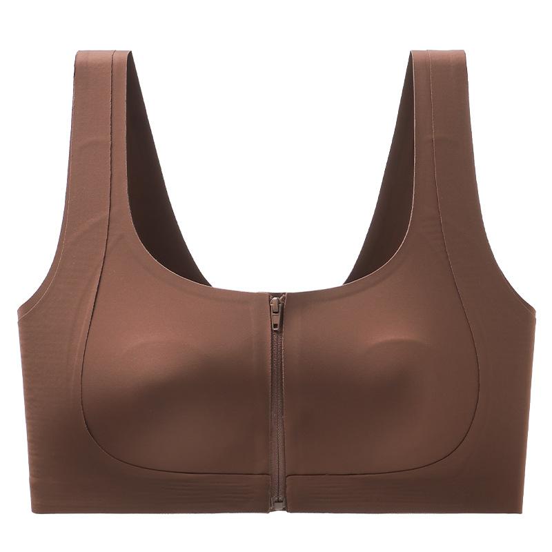Traceless front zipper foundation liquid skin invisible wide shoulder lift anti-sagging breathable bra