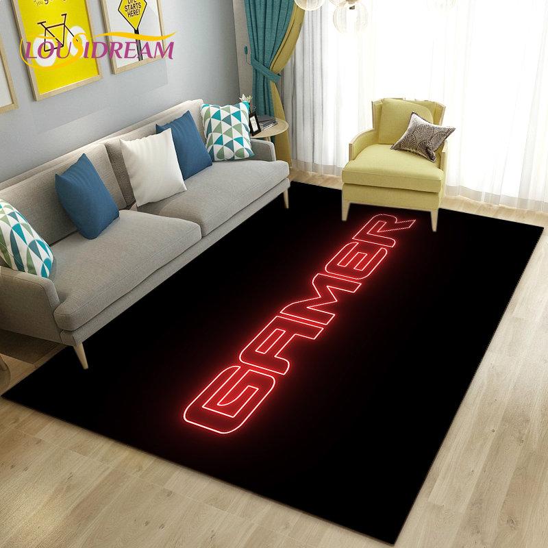 3D kreslený herní koberec s motivem Game Over, Velký koberec do obývacího pokoje, ložnice, k pohovce, Rohožka, Dekorace, Dětská protiskluzová podlahová podložka na hraní