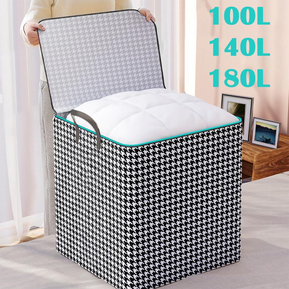 

Large Capacity Clothes Storage Bag Foldable Blanket Storage Box with Zipper and Handle Portable Dustproof Bedding Organizer