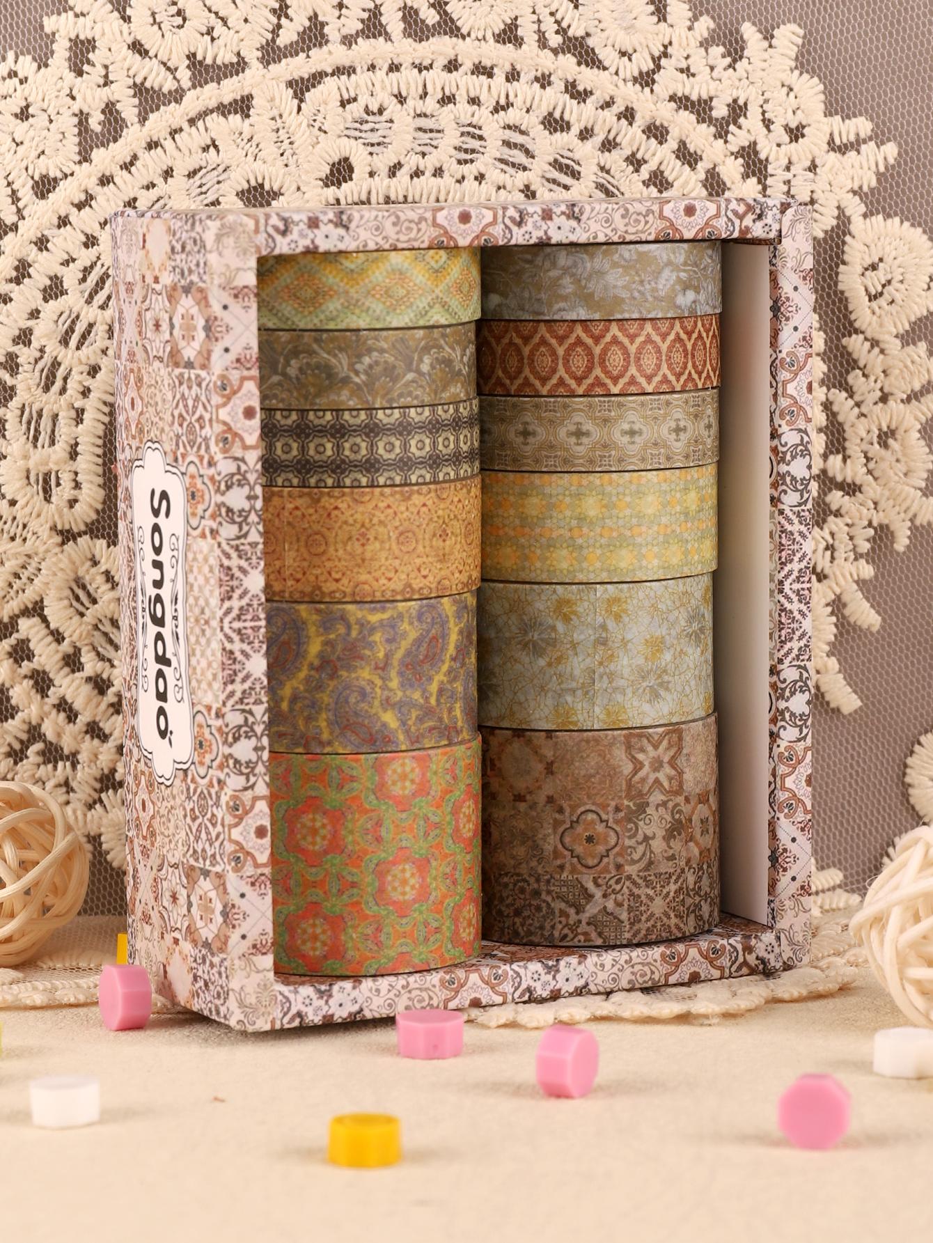

12rolls Vintage Color Themed Washi Tape set Decorative stationary Beautifully Scrapbooking supplies Patterned washi tape set