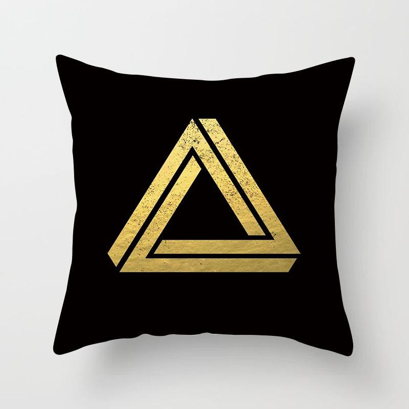 Home Products New Black Geometric Sofa Pillow Cushion Cover Digital Printing Office Cushion Cover