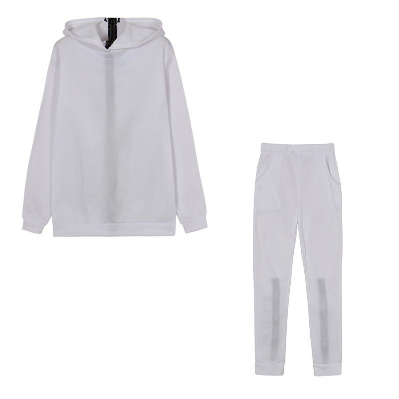 Women's European & American Fashion Set: Reversible Zip-Up Letter Print Loose Sweatshirt + Long Pants
