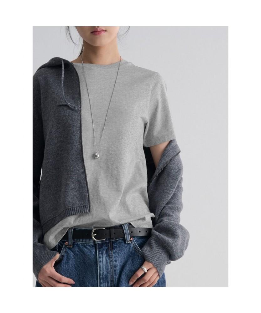 8SECONDS Basic Round Neck Short Sleeve T-Shirt Gray
