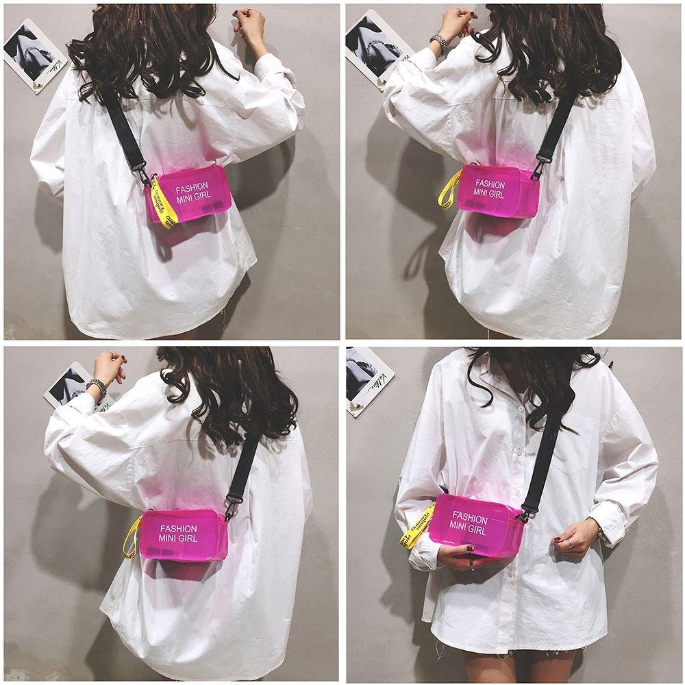 Women Clear Handbags Sweet Purses Transparent Jelly Bag Shoulder Bag Crossbody Bags Messenger Bag