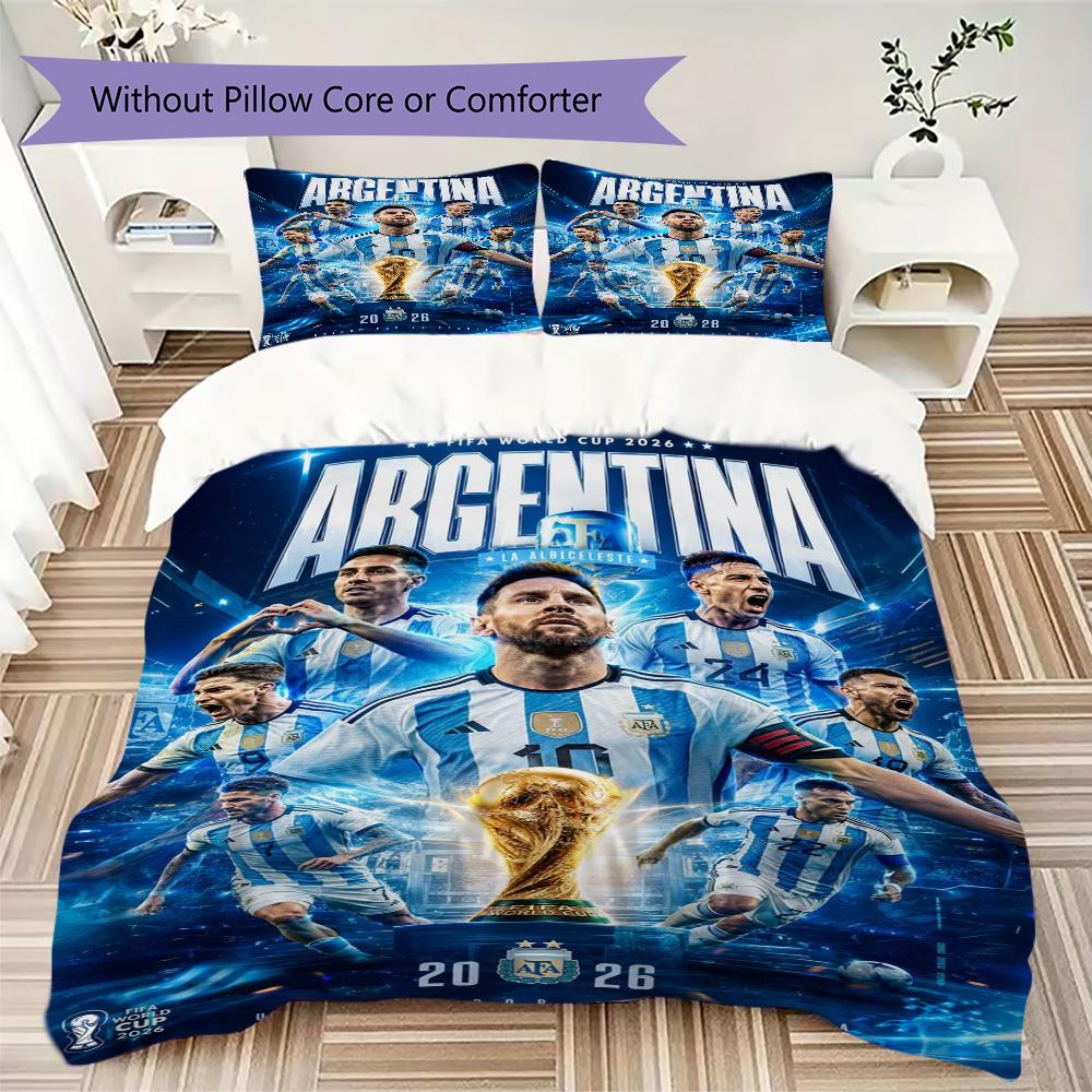 Messi World Cup Victory Bedding Without Core 1 Duvet Cover 2 Pillowcase Without Core Soft And Comfortable Duvet Cover And Pillowcase