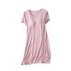 Women Casual Short Sleeve Nightgown Solid Color Pajama Dress with Bra Pad