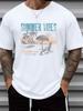 SummerVibesTee City T-Shirt 180G 100% White, Fashionable Printed, Comfortable Loose Fit, Crew Neck,