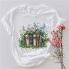 Clothing T-Shirt Cartoon Flower Print Pattern Short Sleeved Round Neck Summer Casual Top Women's Harajuku Style New T-Shirt