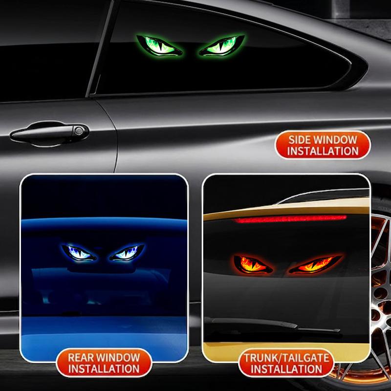 Solar Car Demon Eye Warning Light No Wiring Required Multi Flashing Modes Universal Fit for All Vehicle Night Driving Anti-Collision