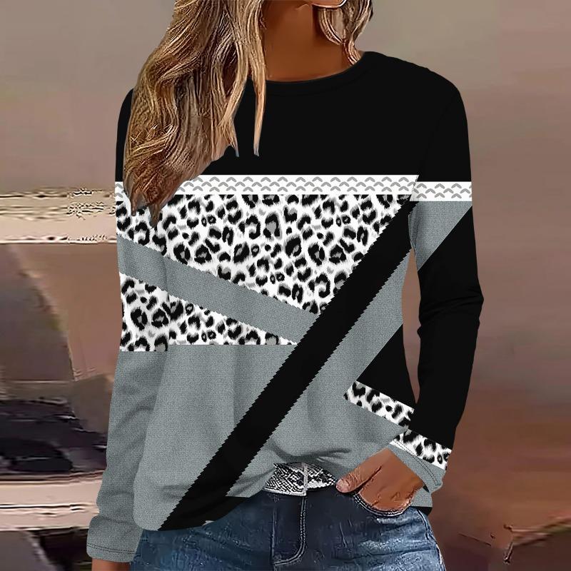 Summer New Fashion 2025 Women's Casual Long-sleeved Printed T-shirt