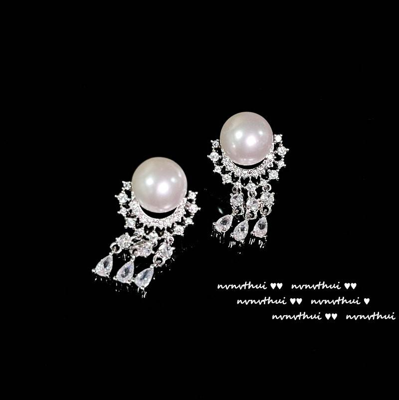 Ангел Капля слезы Кисточка Камень Жемчуг Подвеска, Таити, Барокко Морская жемчужина Капля воды Циркон Серьги