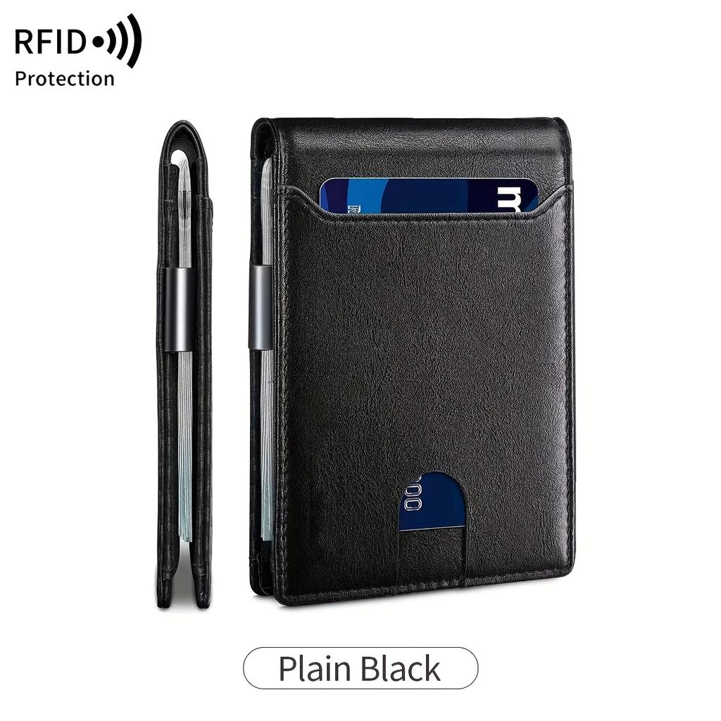 Portafoglio da Uomo in PU con Clip Portasoldi Portafogli Anti Rfid Bloccante Portacarte di Credito Magico Porta Carte di Credito