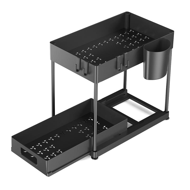 

M-Modern-1 PCS Kitchen Organizer Table Top Double-Layer Pull-Out Shelf Cabinet Pull-Out Sink Rack чорний