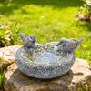 Vogelfutterspender Harz Vogeltränke Schale für den Garten mit wasserdichtem Design Handbemalt Steintextur Dekorativ für Außenbereich Hof Tischdekoration
