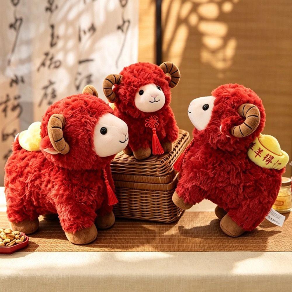 Curly Wool Plush Sheep Toy Soft Fabric Fluffy Mascot Plush Soft Lamb Stuffed Doll Home Decoration