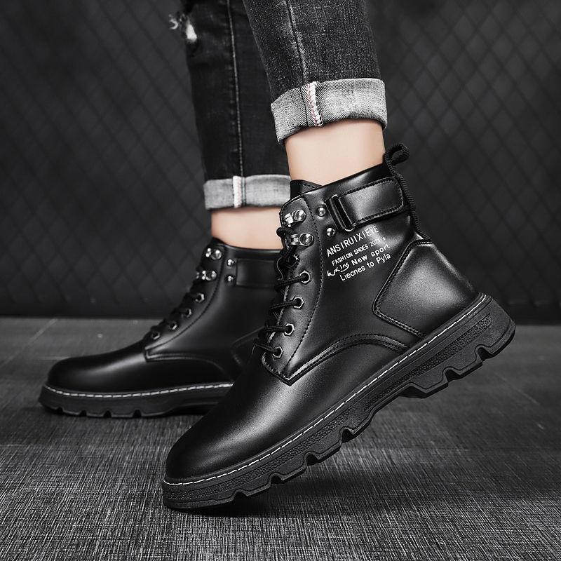 Martin boots men's autumn and winter men's shoes new men's boots medium and high top shoes casual men's leather boots