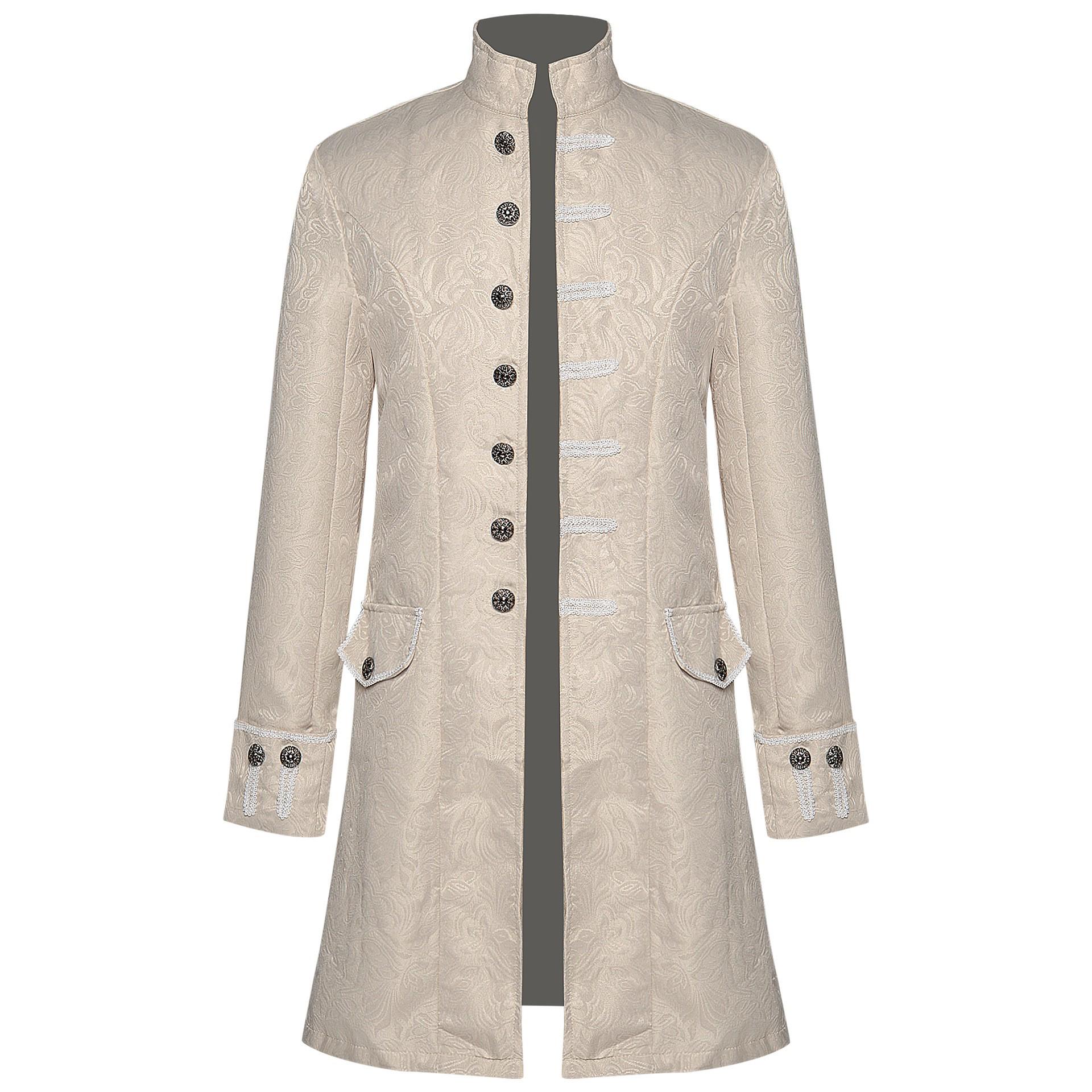 

Medieval Retro Men s Stand Collar Overcoat - Aristocratic Costume Jacket for Halloween or Cosplay XL
