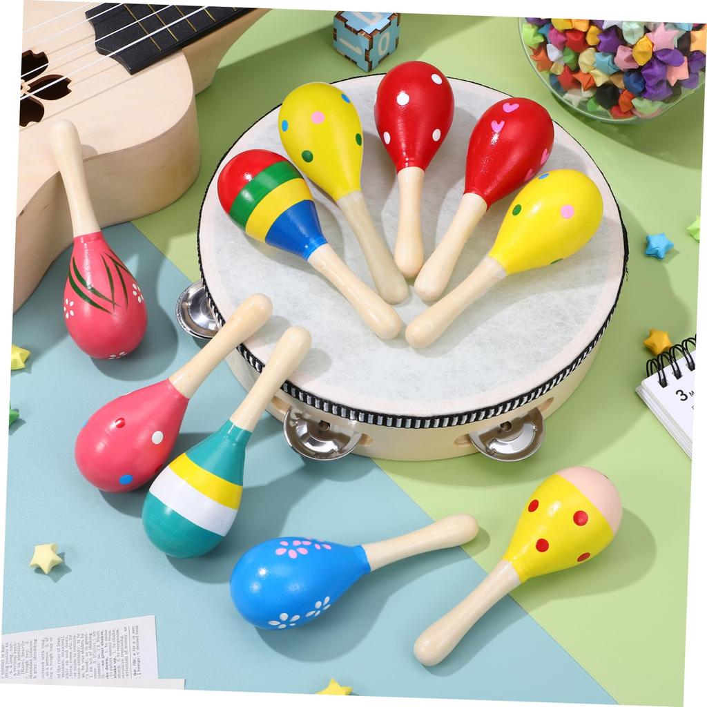 VICASKY Maracas Musical Sand Musical Party 10 Random Color Toys, Instruments, Wooden, Children's, Shaker, Hammer, Percussion, Kids, Instruments,