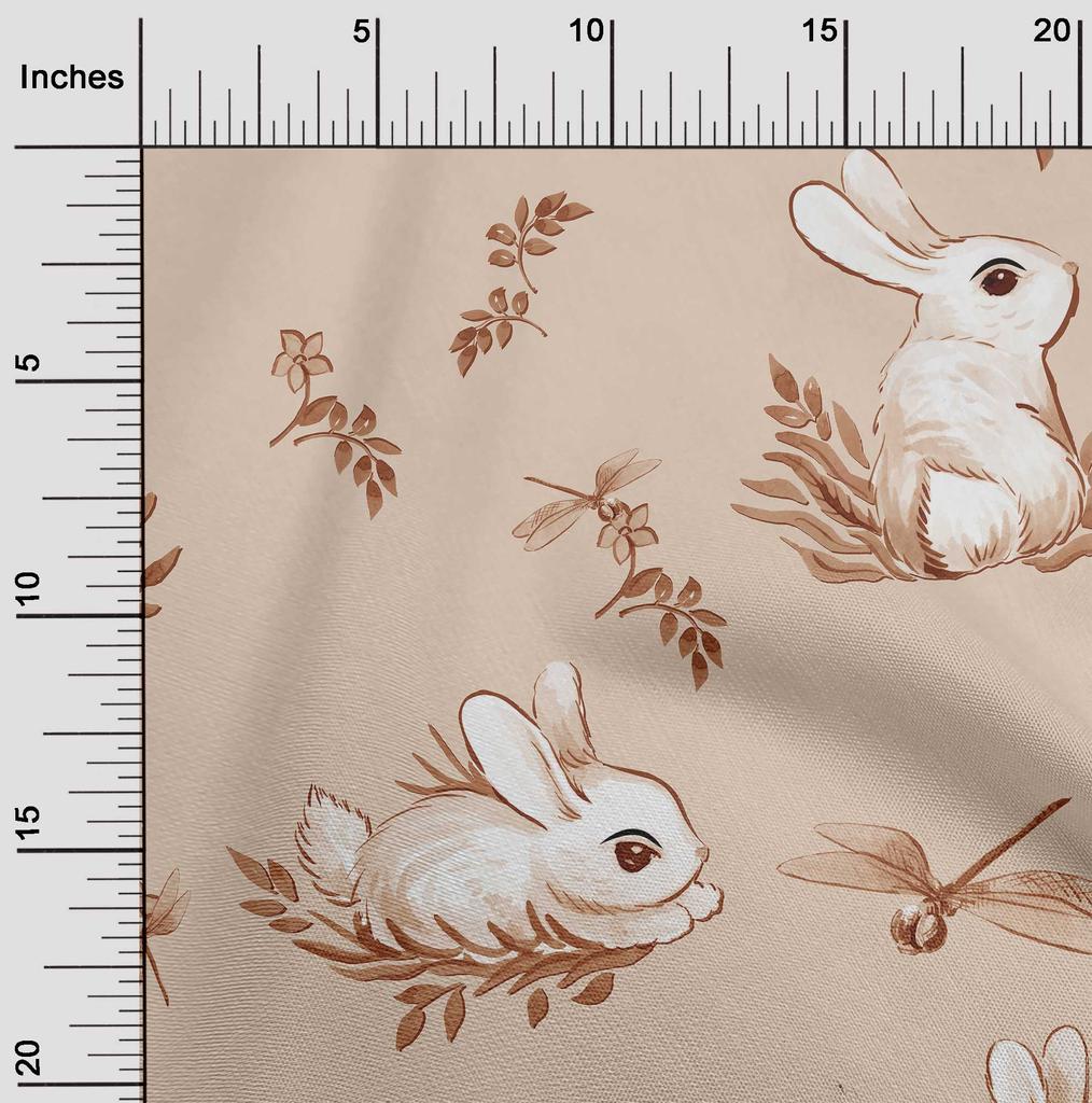oneOone Cotton Flex Light Peach Fabric Kawai Dress Material Fabric Print Fabric By The Yard 40 Inch
