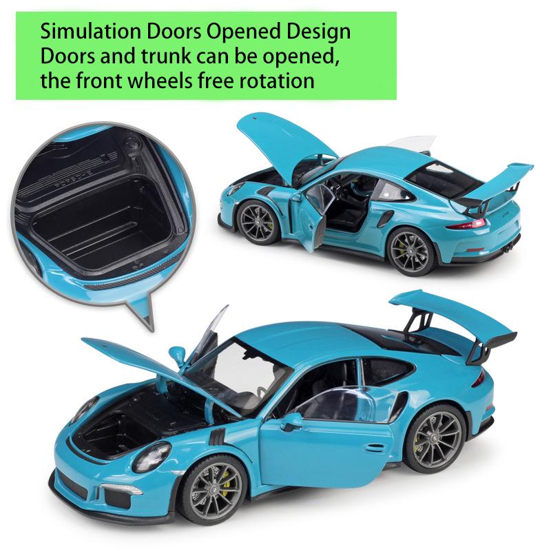 1/24 WELLY Porsche 911 GT3 RS sulamist sportauto mudel survevalu metallist mänguasja võidusõiduauto mudel High Simulation Collection, kingitus lastele