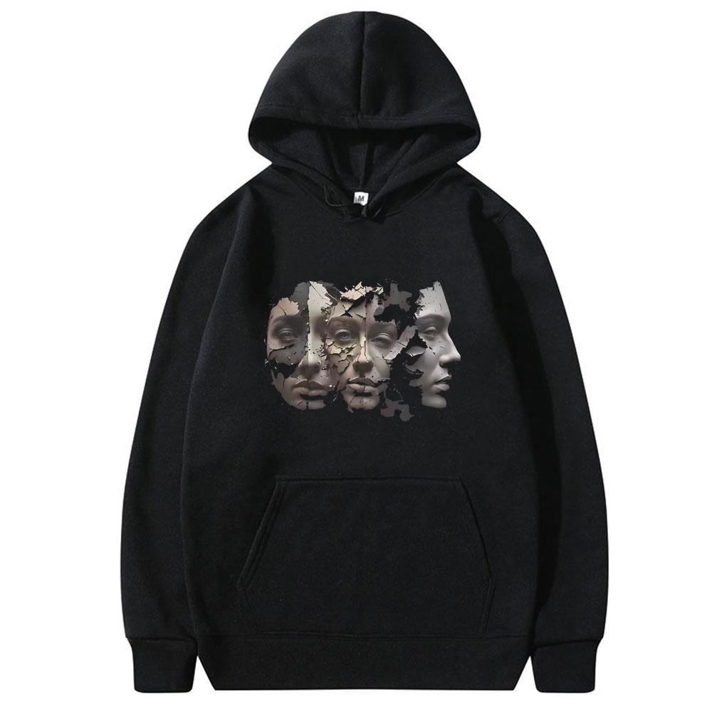 Horror Movie The Substance Face Print Hoodie Men Women Fashion Casual Oversized Hooded Sweatshirt Male Vintage Pullover Hoodies