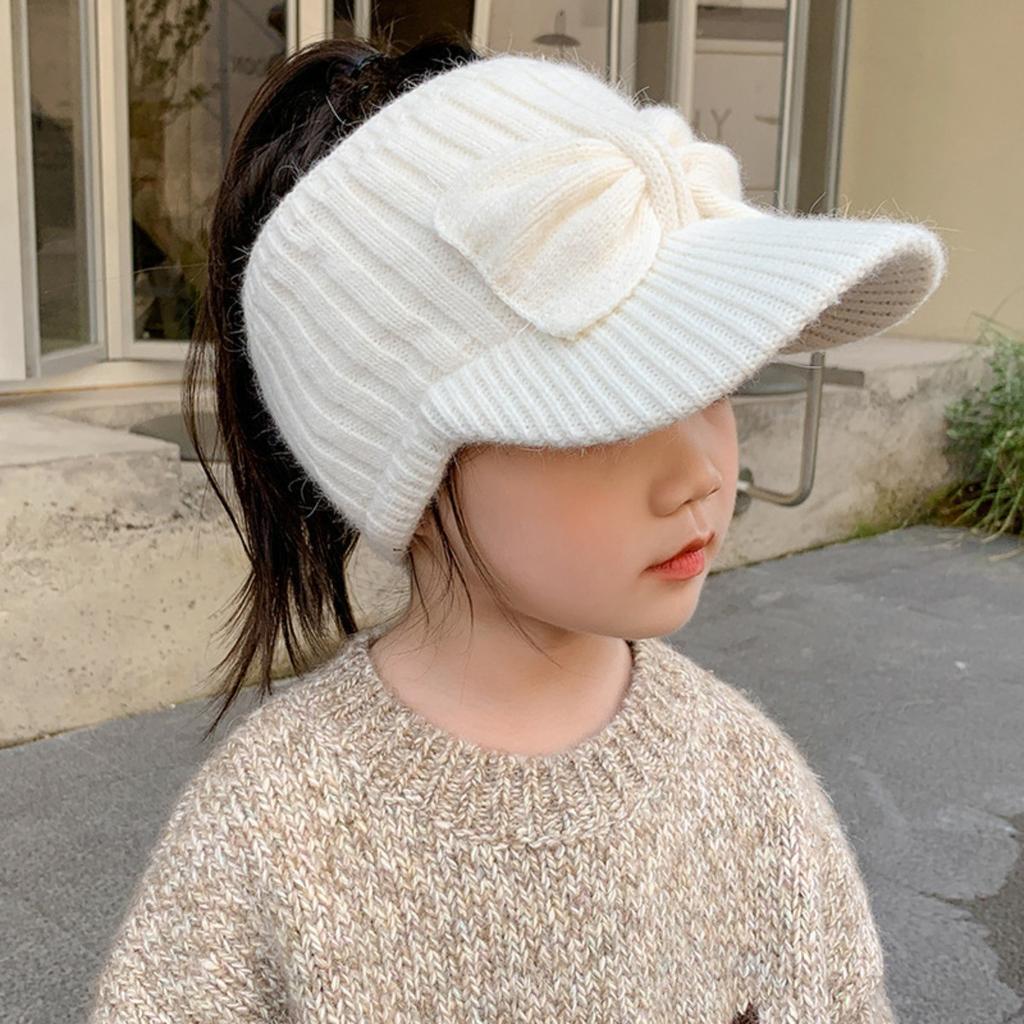 Girls' Empty Top Sun Hat, Boys' Baby Sun Protection, Spring and Autumn Winter Ear Protection, Duckbill Cap, Baseball Cap, Knitted Yarn Cap
