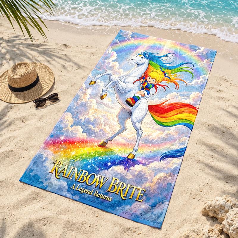 Rainbow Brite Beach Towel Quick Dry Sand Free Lightweight Beach Towels for Travel Swimming Camping