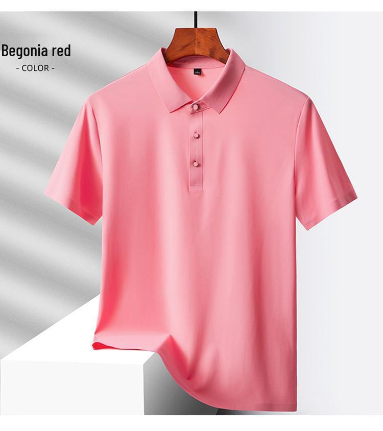 Custom Logo Quick-Dry Seamless Polo: Summer Ice Silk Cool Feel Lapel Short Sleeve Work Shirt