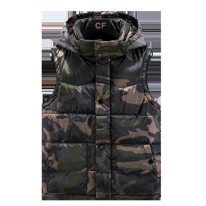 Men's Camouflage Hooded Cotton Vest - 2025 Autumn/Winter Fashion Sleeveless Jacket