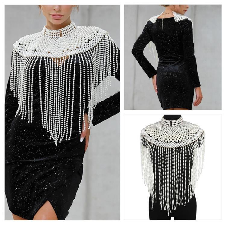Shoulder Wrap Artificial Pearls Shoulder Chain for Evening Party Night Gown Shawl Body Chain Evening Shoulder Wrap