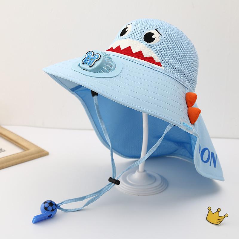 Dziecięcy Kapelusz z Wentylatorem Lato Chłopiec Outdoor Kapelusz Przeciwsłoneczny z Szerokim Rondem Dziewczynka Kapelusz Chroniący Przed Słońcem z Szalem z Pustym Wierzchem Ochrona UV