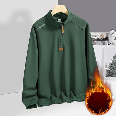 Half Zipper Stand-up Collar Fleece Sweater Men's Autumn and Winter Business Sports Casual Outer Wear Youth Top