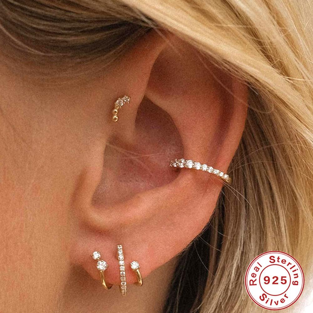 Fashion Ins Wind S925 Sterling Silver Earbone Rings Simple Classic Versatile Diamond Earrings Earrings Earrings Women