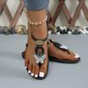 Women Elastic Buckle Beach Sandalias De Mujer Clip Toe Herringbone Roman Sandals Casual Flat Sandals 40-43 Shoes for Women Mules