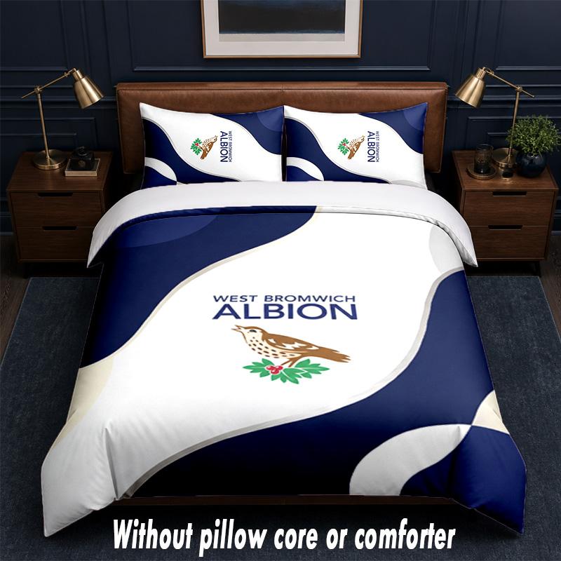 West Bromwich Albion Football Design Set Biancheria da Letto 1 Copripiumino + 2 Federe Morbido Traspirante Biancheria da Letto per la Casa