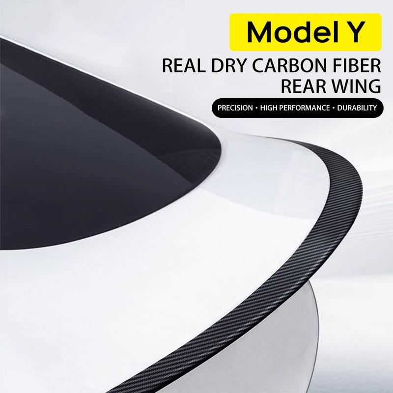 Car Real Dry Carbon Fiber Spoiler Wing Decoration For Tesla Model Y ModelY Sport -2024 Utility Exterior Tuning Accessories