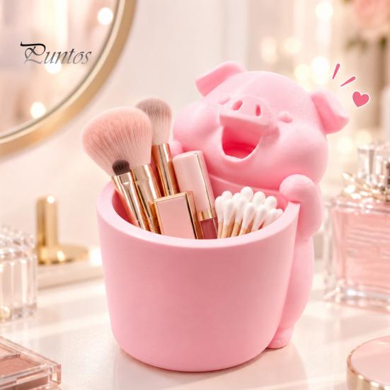 Large Capacity Pencil Holder 3D Printed Cute Piggy Storage Pot, Cartoon Pig Shaped Pen Holder, Makeup Brush Cup for Vanity Organizer, Multifunctional