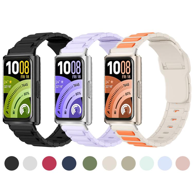I‑Shape Texture Reverse‑Buckle Silicone Watch Band for Huawei Band 11 / Band 11 Pro, Replacement Wrist Strap, Strap Only